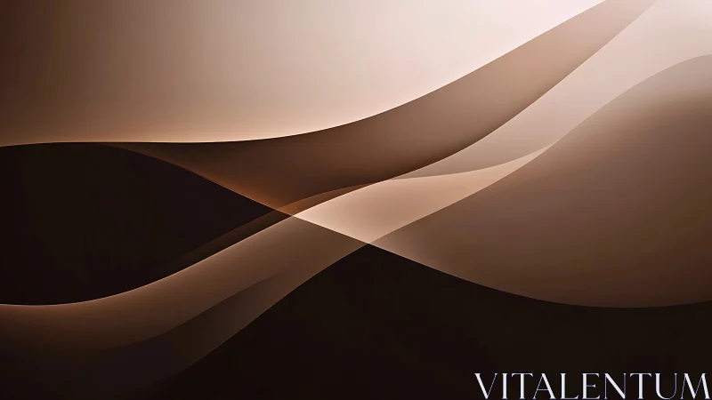 Curved sepia light waves over deep shadowed horizon.