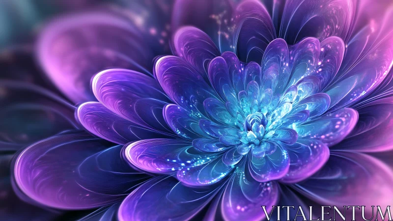 Fractal luminescent chrysanthemum with iridescent spectral petals.