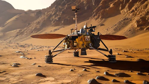 Solar-winged Mars lander waits patiently in rust-red silence