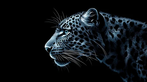 Leopard Profile Against Black Background Detailed