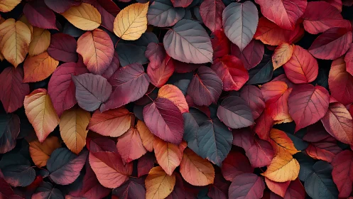 Crimson whispers of autumn leaves in a cozy forest quilt.