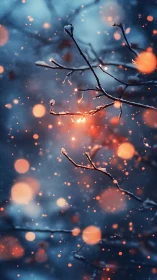 Icy Branches Glowing with Warm Winter Magic.