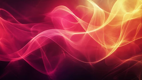 Digital rendering with flowing gradient waves transitioning from magenta to yellow hues across dark 