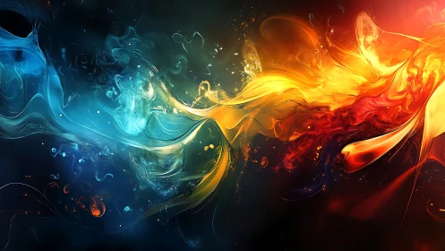 Color storms collide as liquid fire meets drifting ice