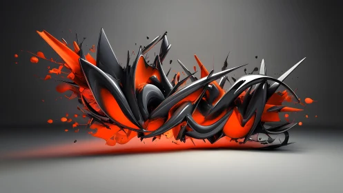 Dynamic Abstract Graffiti Art in Black, Red, and Gray Tones.