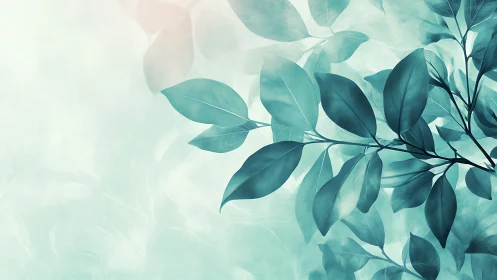 Glassleaf branches drift like teal whispers through misted air