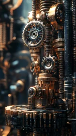 Intricate copper gear assembly with cinematic depth of field.