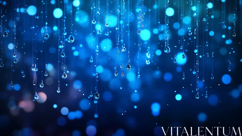 Starlit Raindrops Suspended Above A Dreamy Blue Night.