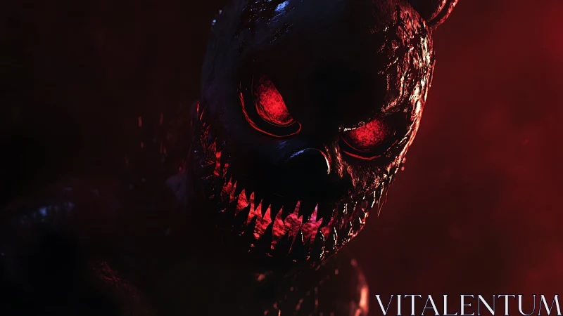 Demonic rabbit creature in cinematic red low key lighting.