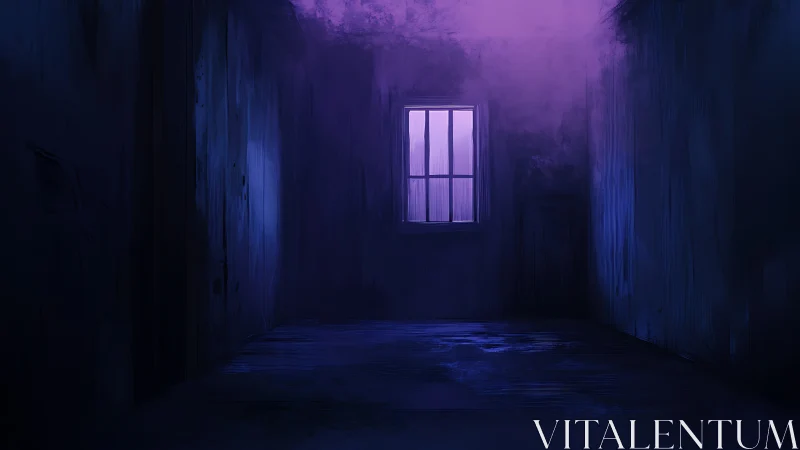 Soft purple window glow gently calms a quiet empty room