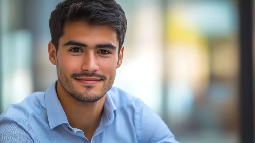 Soft city light frames a confident smile in quiet focus