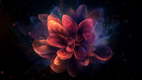 Cosmic luminescent flower rendered in nebular color fields.