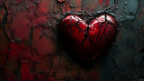 Fractured Heart Glowing in Darkness.