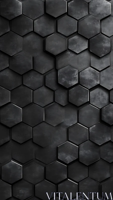 Moody black hexagon wall with sleek geometric depth.