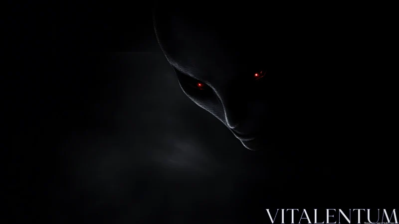Subsurface-lit alien visage with red emissive eyes in void