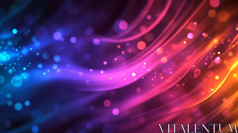 Colorful flowing light trails glow in soft abstract motion.