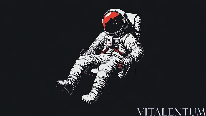 Drifting astronaut reclines in cosmic solitude and silence.