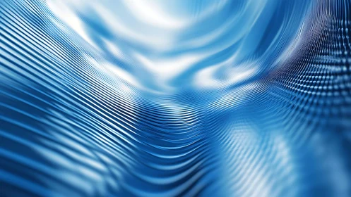 Liquid data waves glimmer as blue light ripples through space