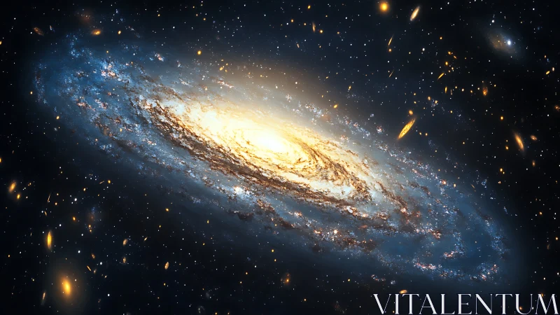 Spiral galaxy core blazing with vivid stellar currents.