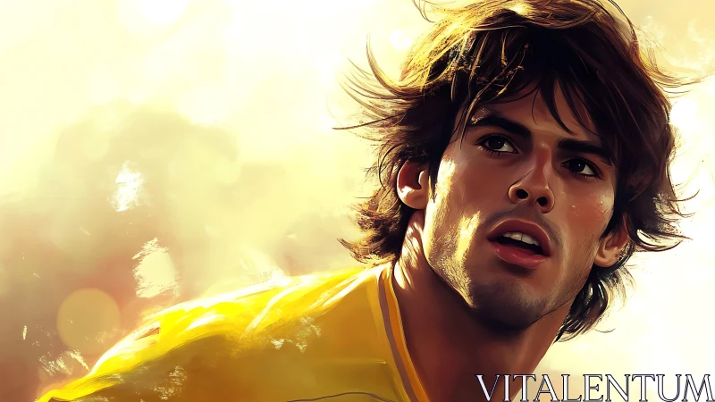 Sunlit forward poised in gleaming golden motion study.