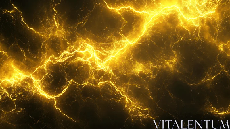 Yellow electric lightning arcs across a dark abstract background.