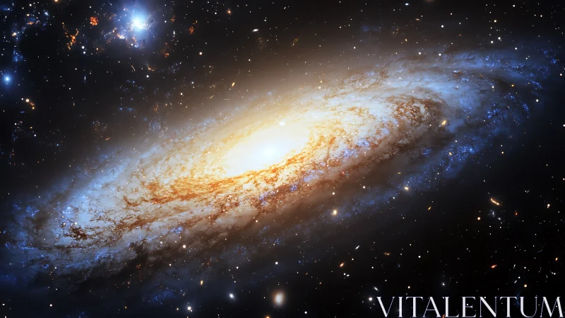Edge-on spiral galaxy with luminous bulge and dense starfields