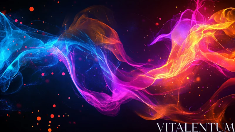 Abstract Energy Flow with Chromatic Gradients Against Dark Background