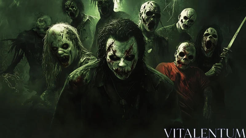 Horror horde of masked undead advances through toxic fog