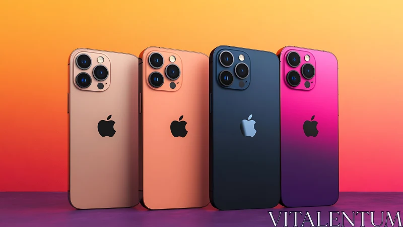 Four iPhone Pro Models Gleaming in Brilliant Jewel Tones.