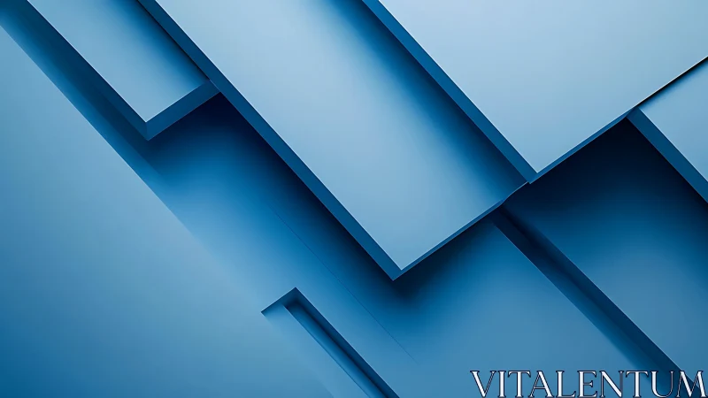 Layered blue planes drift in quiet geometric rhythm.