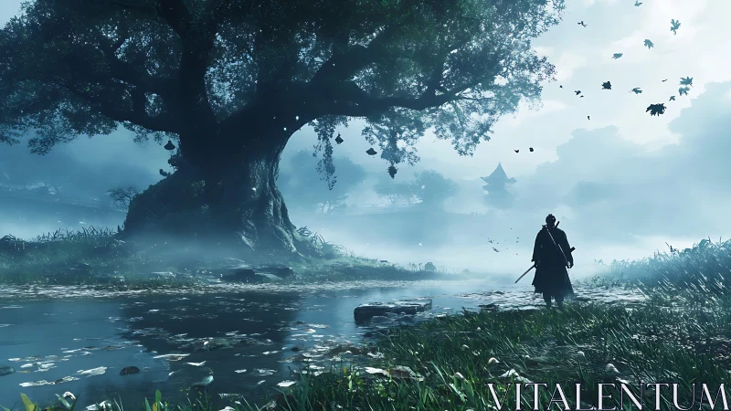 Solitary Wanderer Among Enchanted Landscape.