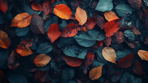 Chromatically isolated autumn leaves under cinematic grading.