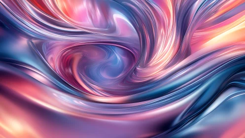 Liquid chrome vortex shimmers in luminous neon gradients