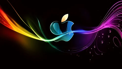 Multicolor abstract logo with curved light trails is displayed