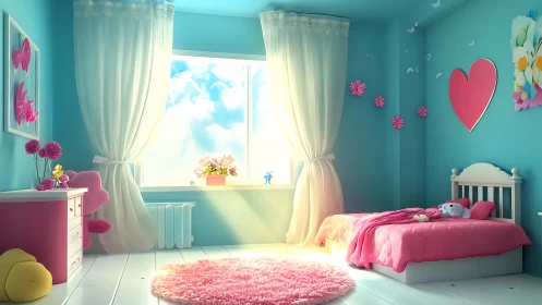 Sunny pastel girls bedroom glows with soft playful warmth