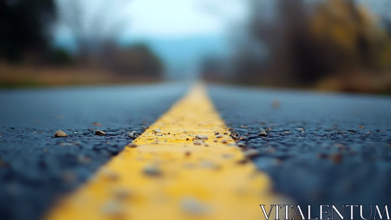 Road centerline draws focus in shallow depth of field.