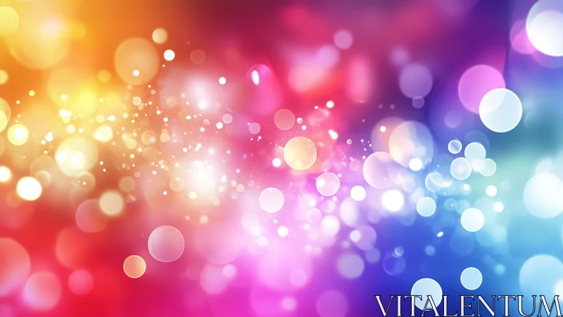 Vibrant abstract bokeh lights in vivid rainbow gradient style.