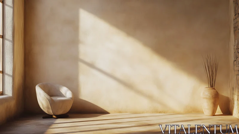 Sunlit minimalist corner captures soft calm afternoon light