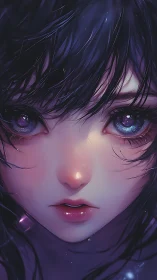 Iridescent-eyed girl in ultra-detailed digital portrait.