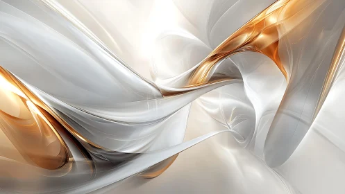 Elegant Abstract Flow with Silver and Gold Metallic Highlights.