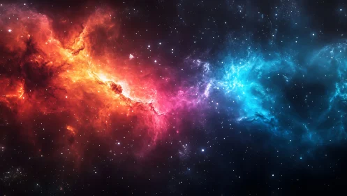 Bipolar chromatic nebula interface with stellar dust gradients.