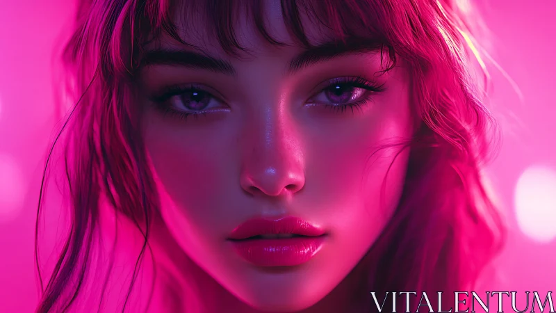Neon-lit digital portrait captures a dreamy, cinematic gaze