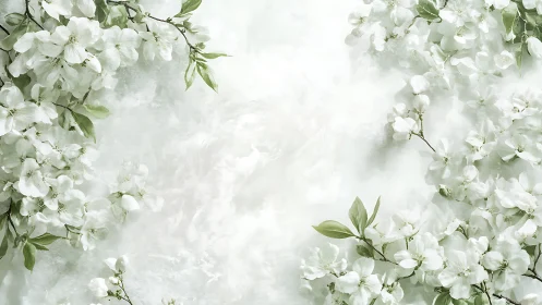 Delicate White Blossoms Frame a Serene, Peaceful Garden Escape