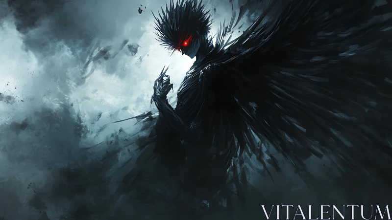 Stormborn shadow raven with ember eyes unfolding wings.