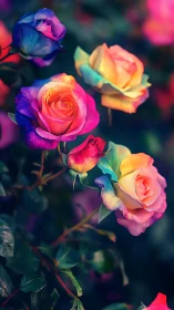 Rainbow Roses with Spectral Gradients: Chromatic Floral Study.