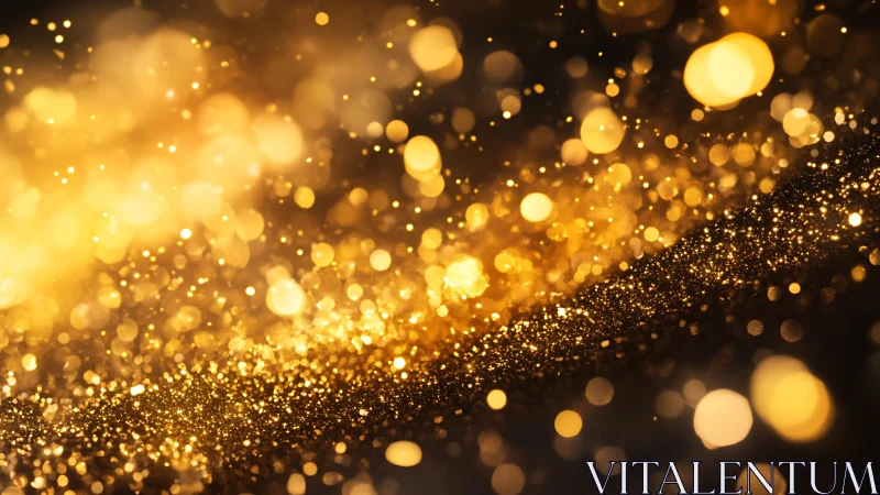 Sparkling Gold Glitter Abstract Background with Bokeh Lights.