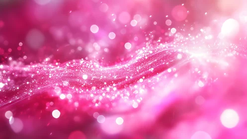 Vibrant pink abstract wave with sparkling glitter effect background.