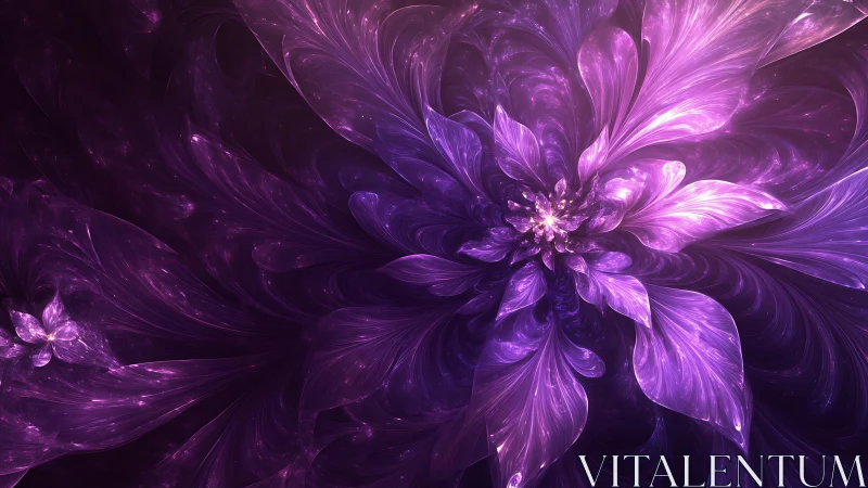 Radial violet fractal blossom unfolds in luminous digital depth