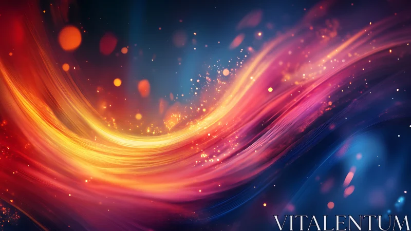 Radiant light trails swirl through a vibrant cosmic stream.