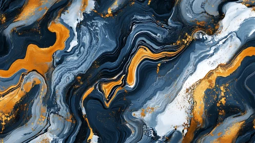 Molten rivers of gold twist through deep midnight marble